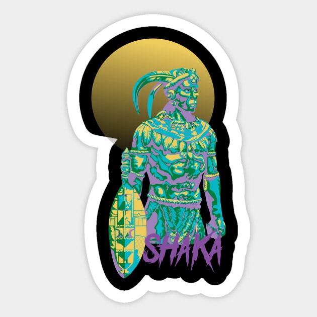 Shaka Zulu - Warrior Sticker by Pretty dark prints